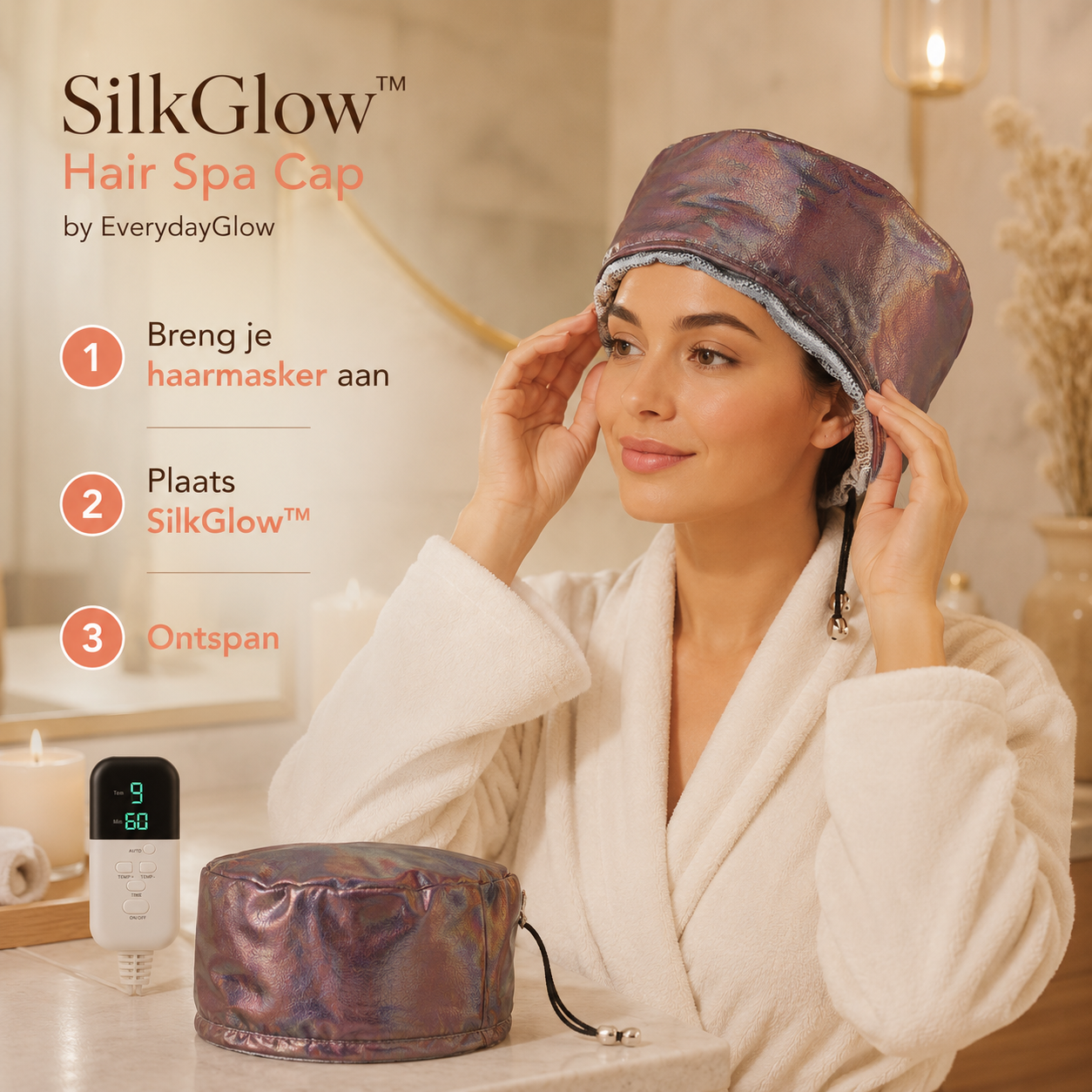 SilkGlow™ Hair Spa Cap | voor zachter, glanzender haar zonder kappersafspraak