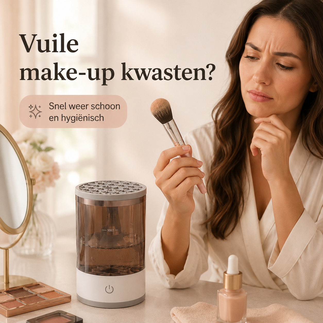GlowSpin™ Brush Cleaner – eindelijk schone make-upborstels zonder gedoe of schuldgevoel